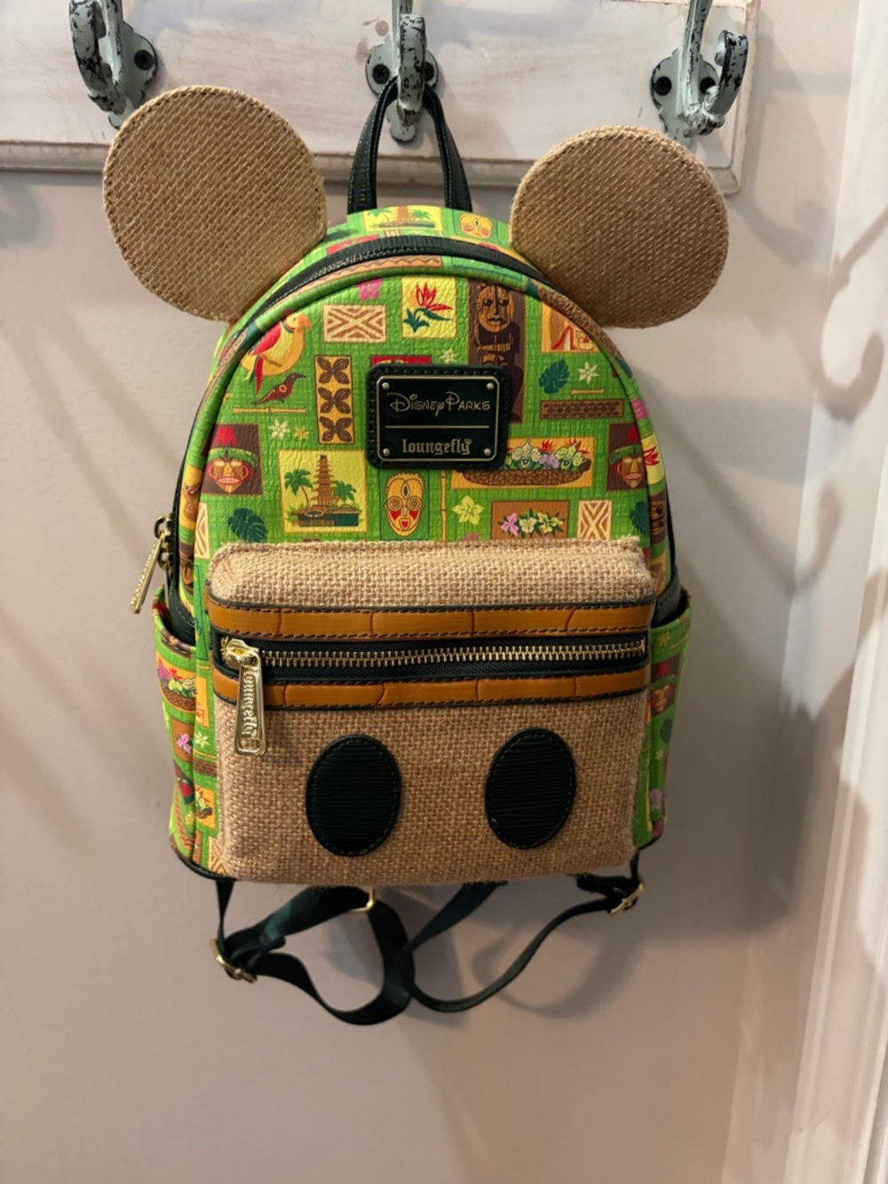 Loungefly Green Tiki Mickey Ear Mini Backpack